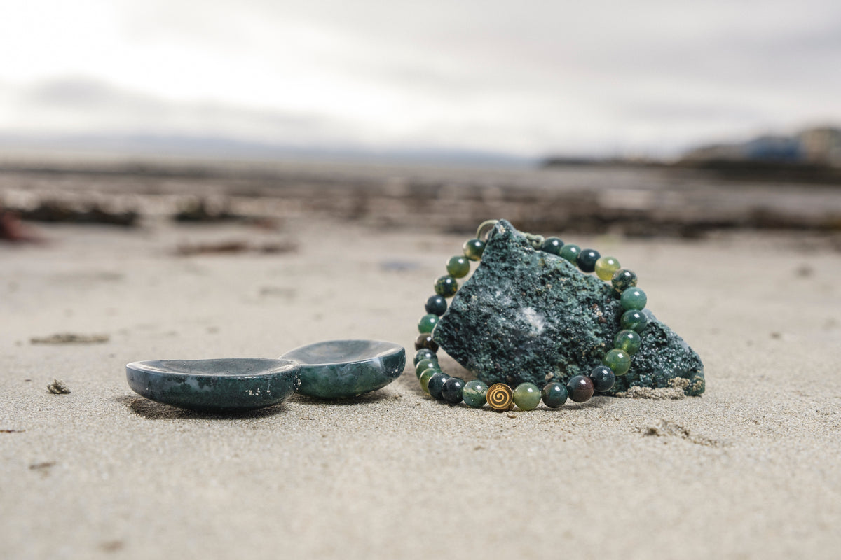 Green Moss Agate Crystal Reminder Bracelet – Healing | Men