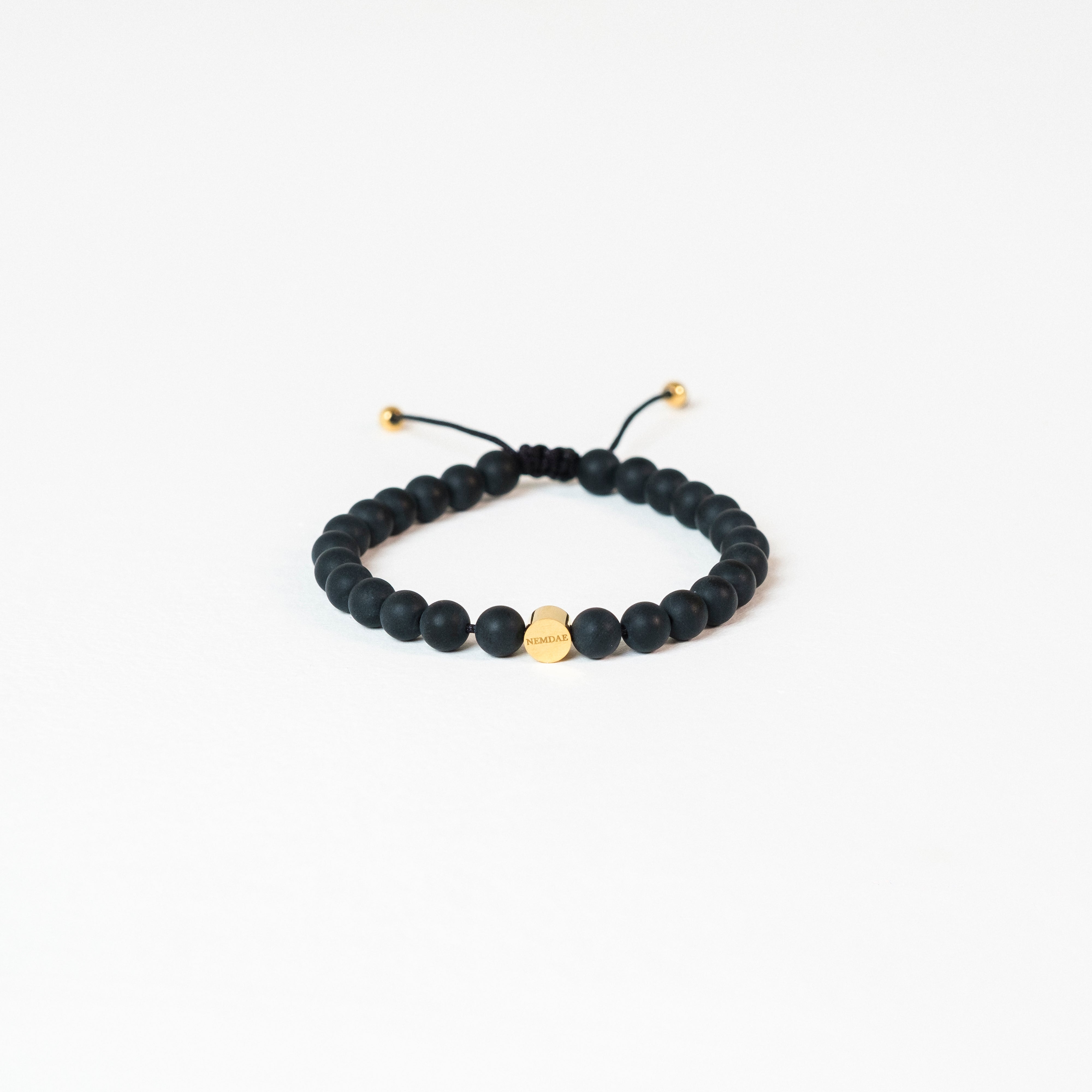 Onyx Protection Bracelet with Gold Charm - Child/Teen