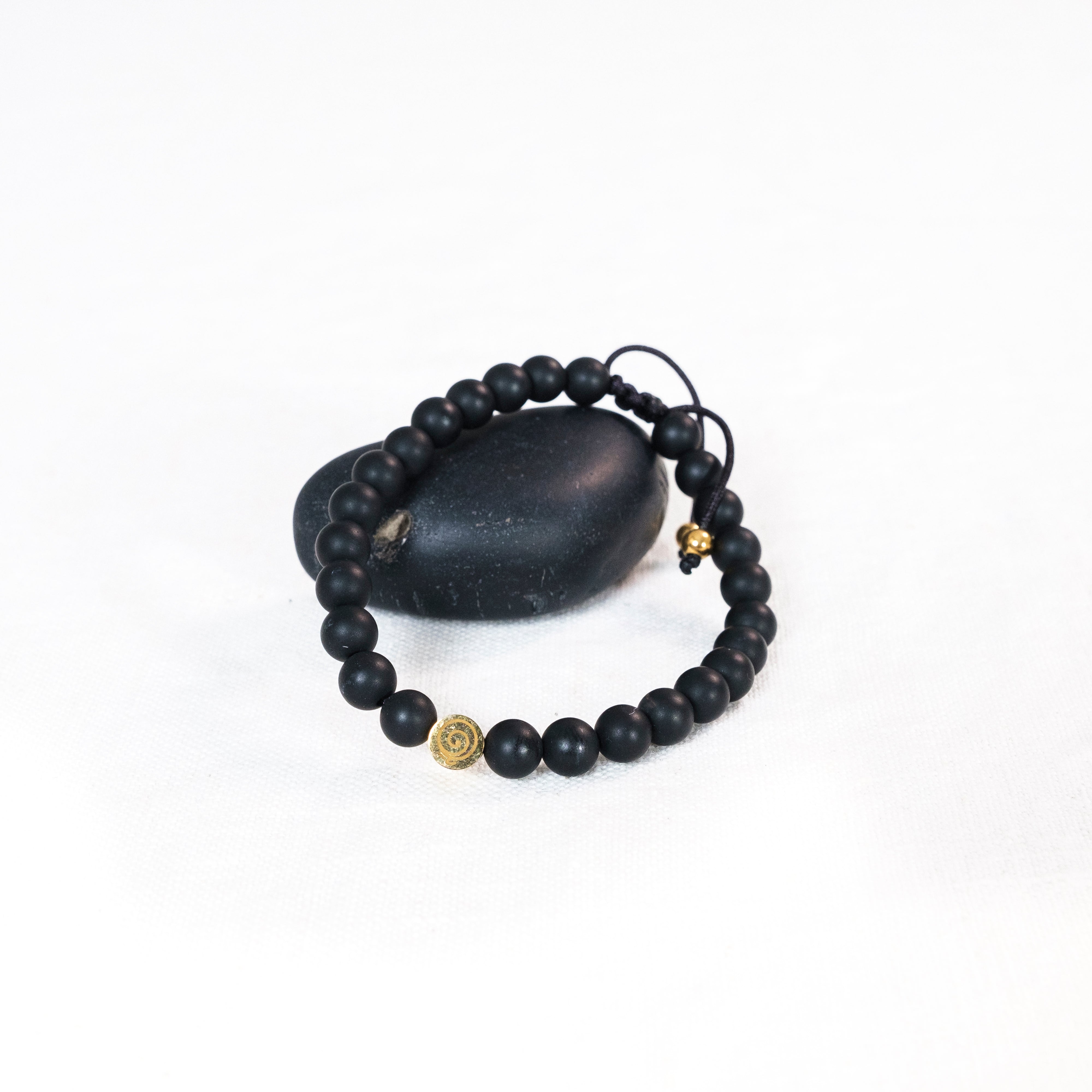 Onyx Protection Bracelet with Gold Charm - Child/Teen