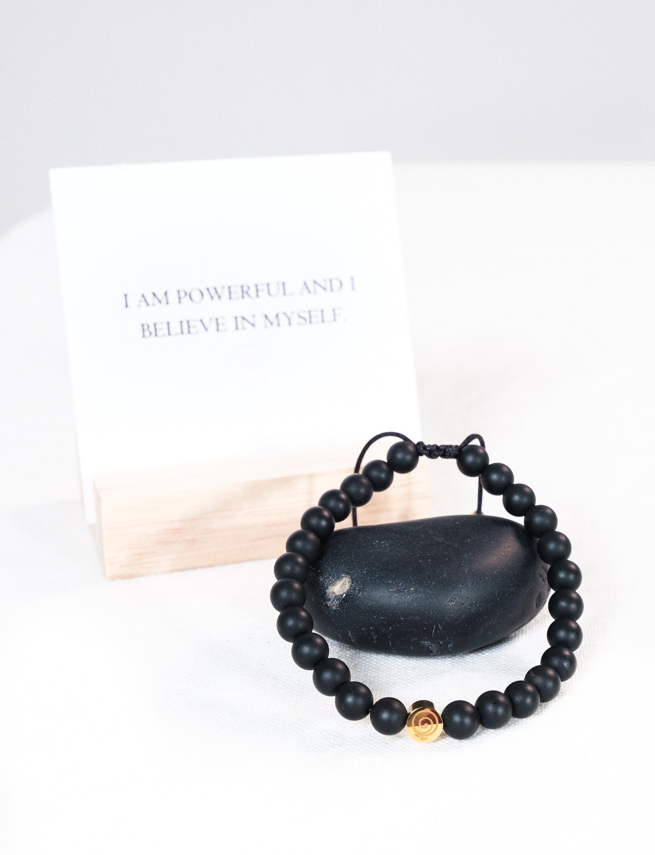 Onyx Protection Bracelet with Gold Charm - Child/Teen
