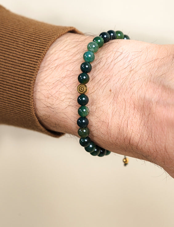 Green Moss Agate Health Bracelet - Men's Edition