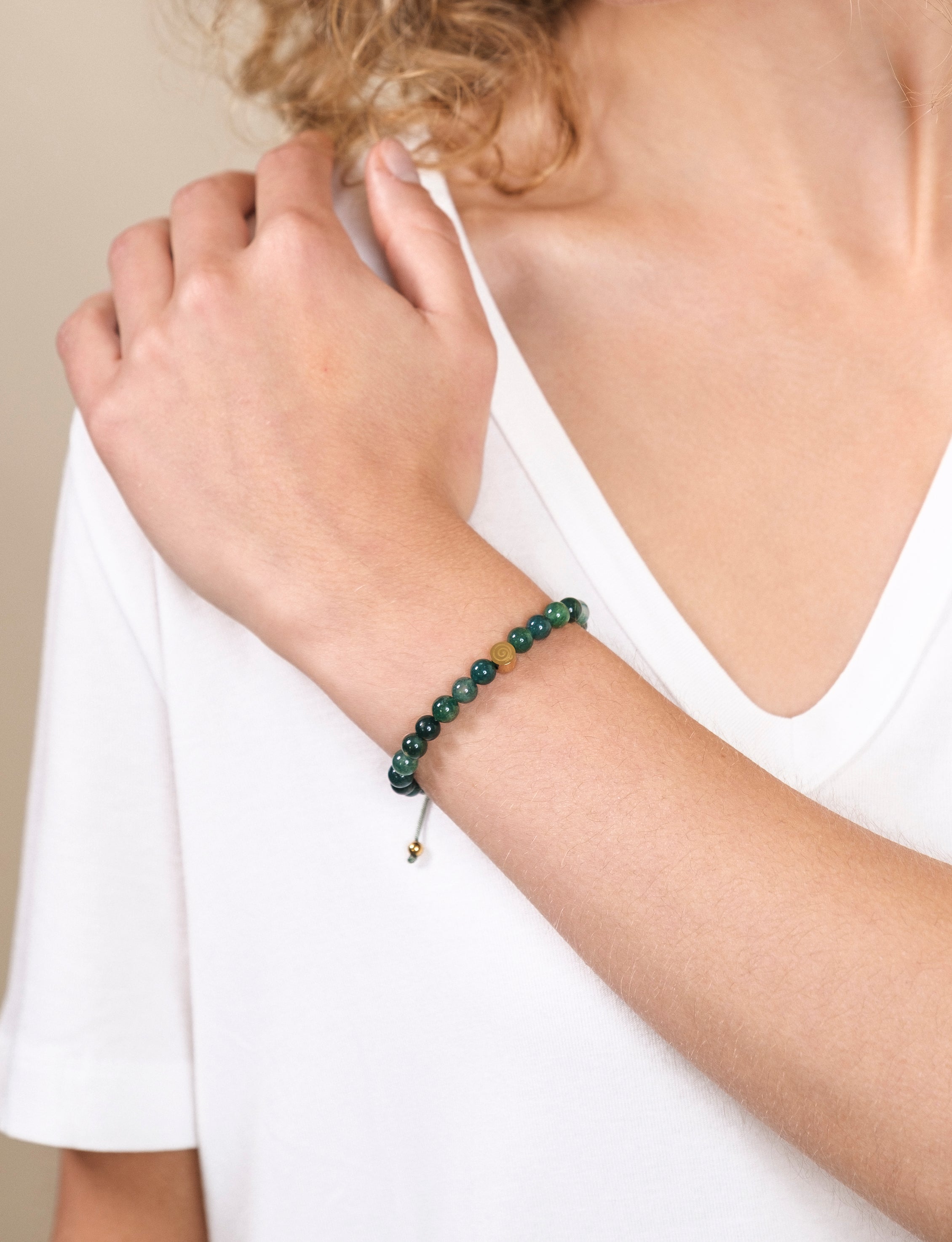 Green Moss Agate Health Bracelet - Child/Teen