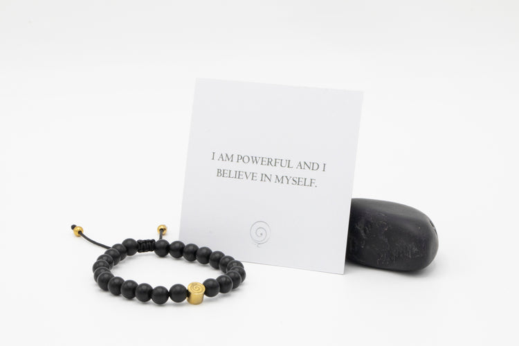 Protected Bracelet - Onyx - Gold charm - child