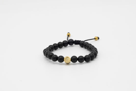 Protected Bracelet - Onyx - Gold charm - child