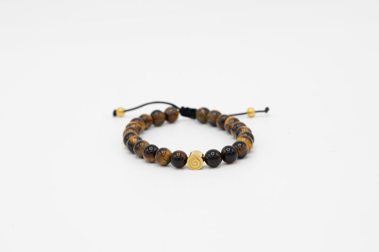 Brave Bracelet -Tiger Eye - Gold Charm - child