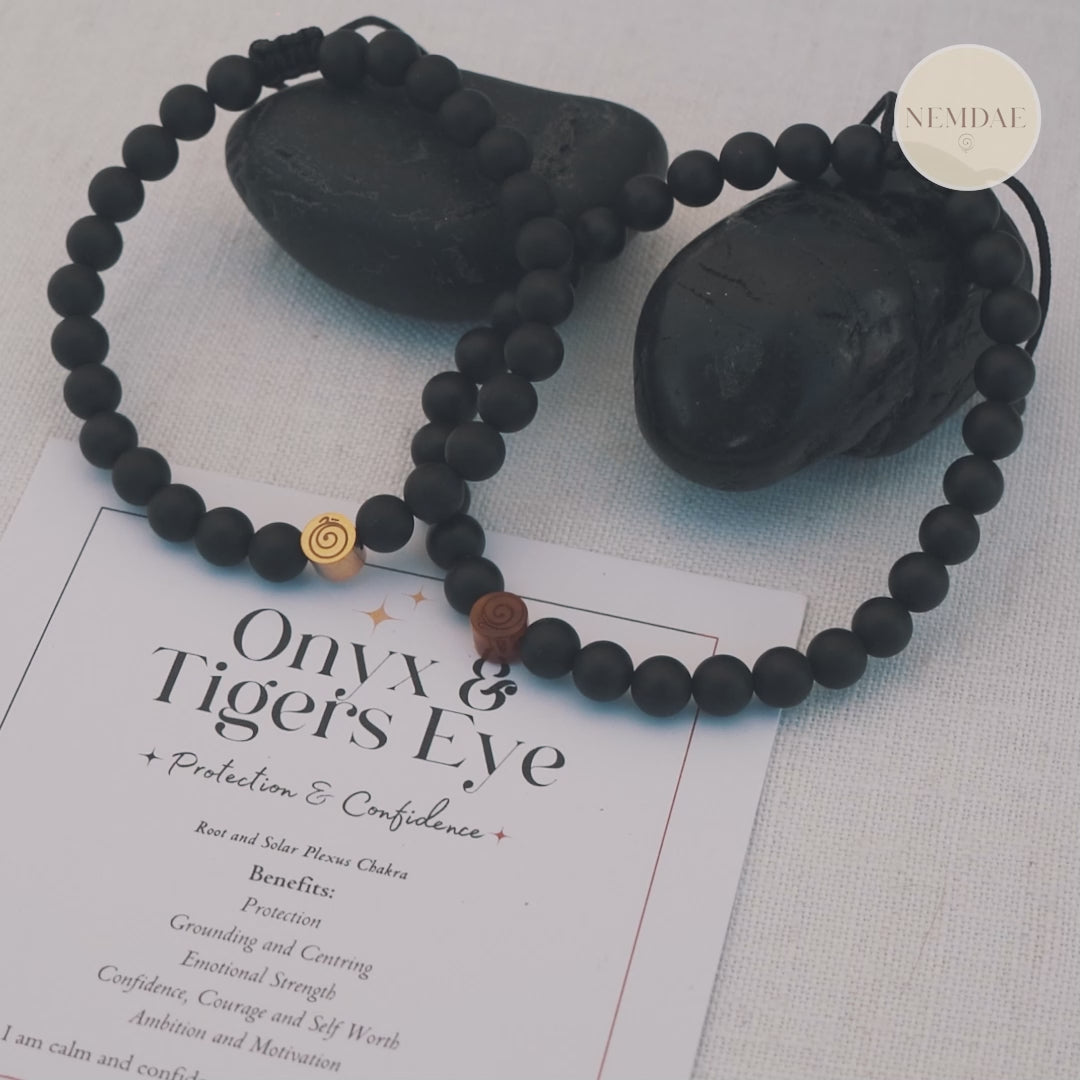 Onyx & Tiger Eye Protection & Confidence Bracelet - Men's Edition