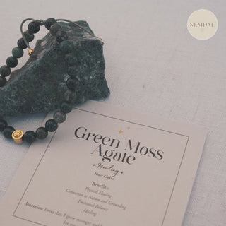Green Moss Agate Crystal Reminder Bracelet – Healing | Adult