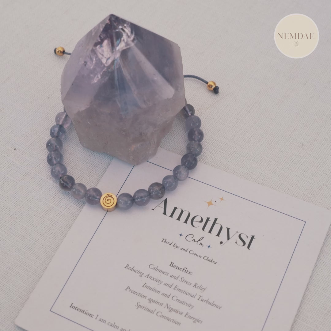 Amethyst Crystal Reminder Bracelet – Calm | Adult